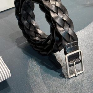 Cintura in Pelle Intrecciata NERO