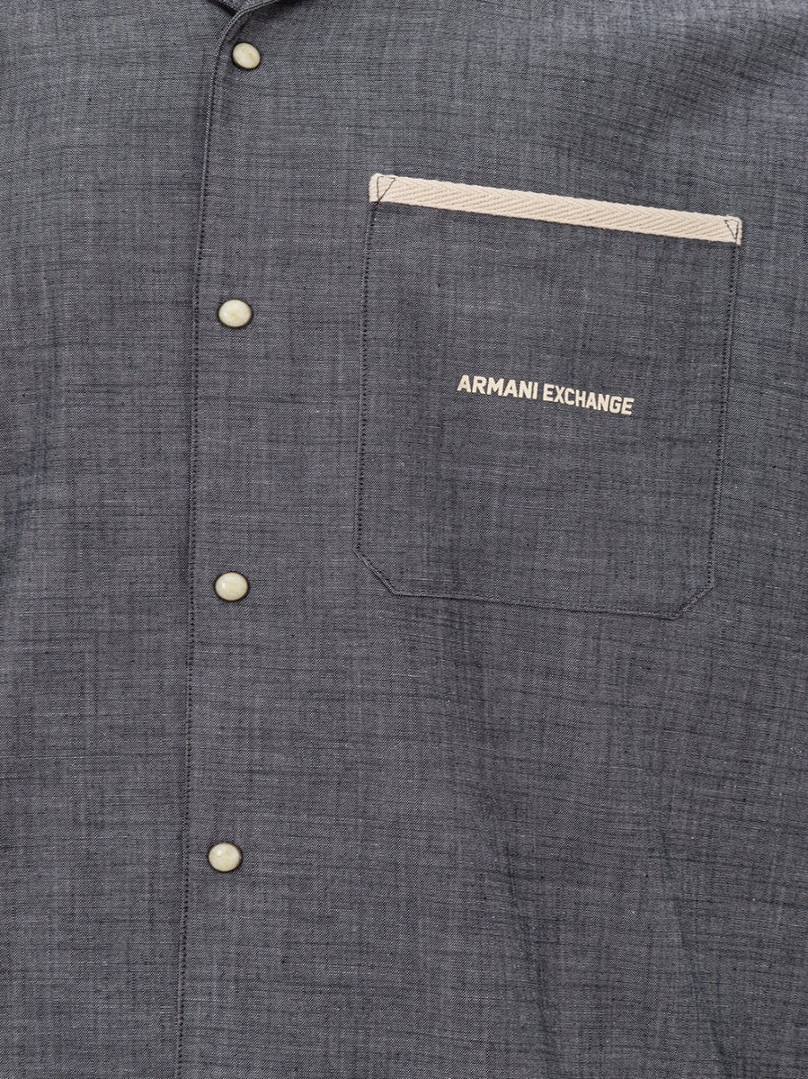 Camicia Dark Denim Maniche Corte Armani Exchange - immagine 4