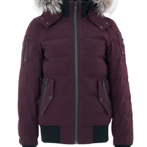 Piumino Bomber in Viola con Cappuccio e Pelliccia Moose Knuckles