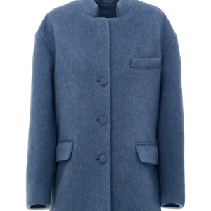 Giacca Caban Blu Chiaro in Lana Gucci