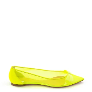 Ballerina a Punta in Mesh Giallo Fluo Christian Louboutin