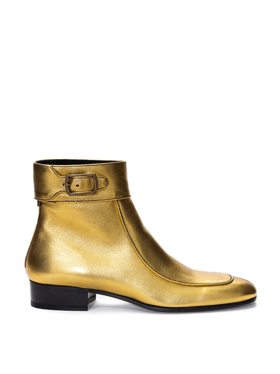 Ankle Boot Oro in Pelle Saint Laurent - immagine 2