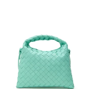 Mini Borsa a Spalla Hop con Intreccio in Turchese Bottega Veneta