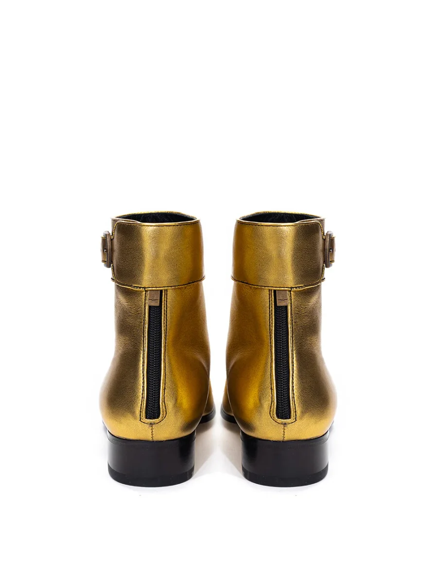Ankle Boot Oro in Pelle Saint Laurent - immagine 4