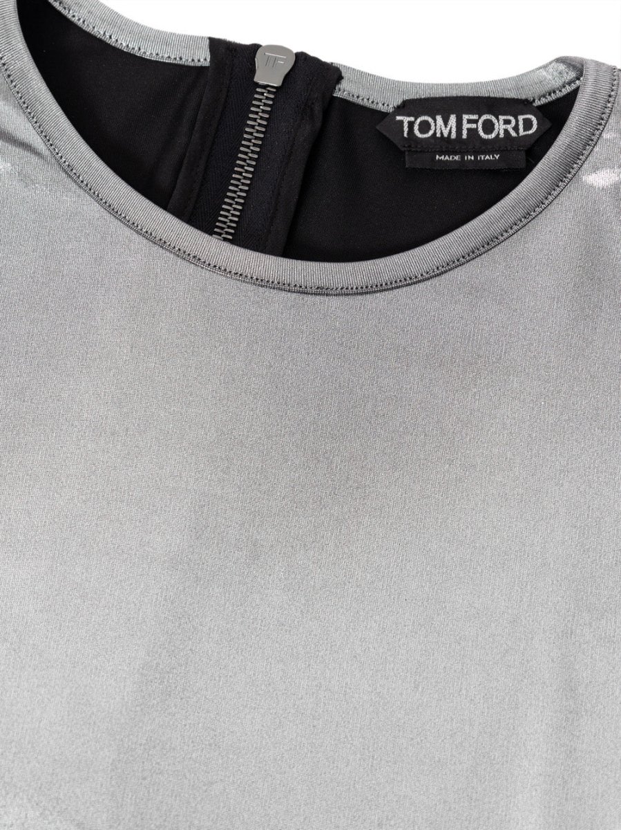 Maglietta in tessuto metallizzato argento Tom Ford - immagine 4