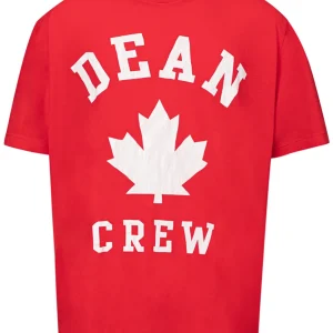 T-shirt Overfit in Cotone Rosso con Stampa Dsquared2.