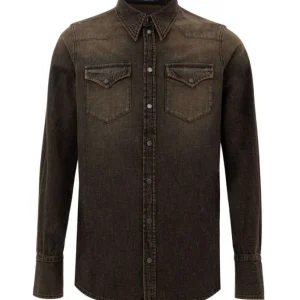 Camicia in Denim Marrone Délavé Dolce & Gabbana