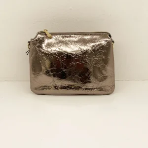 a mano in pelle laminata con doppio soffietto,