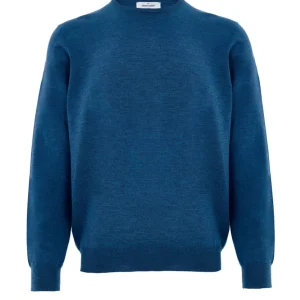 Maglione Girocollo Blu in Lana Sottile Gran Sasso