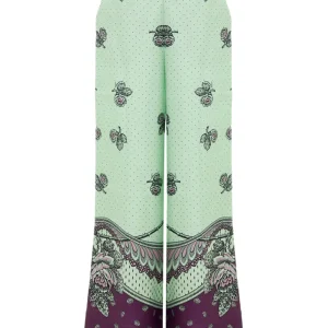 Pantaloni Palazzo in Seta con Stampa Gucci