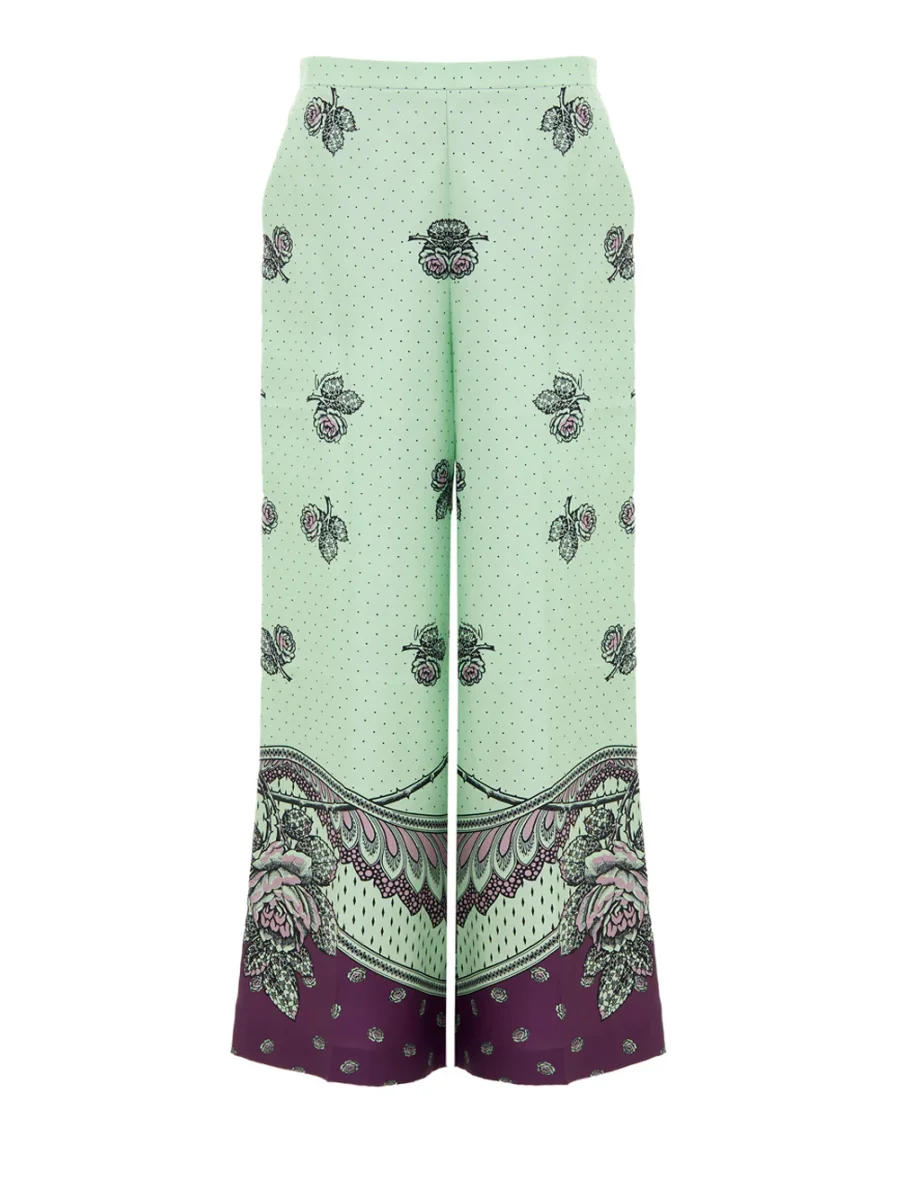 Pantaloni Palazzo in Seta con Stampa Gucci - immagine 2