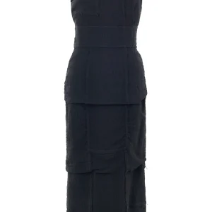 Abito Nero in Viscosa Drappeggiato con Dettaglio Bustier Tom Ford