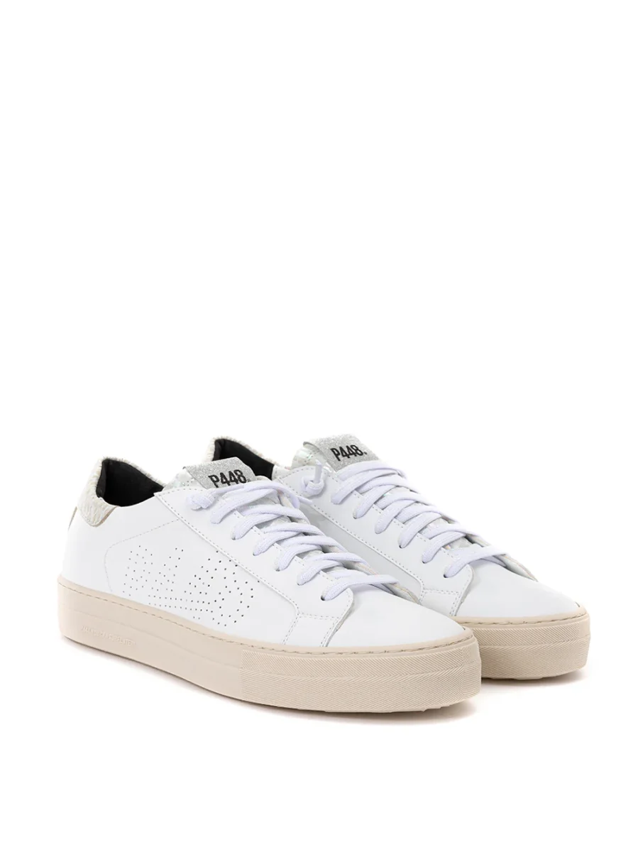 Sneakers Thea Piton in Pelle bianca P448. - immagine 4
