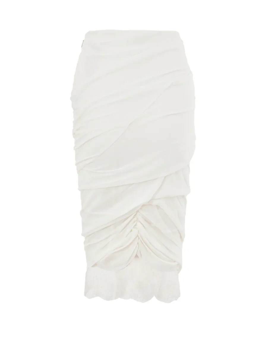 Gonna Drappeggiata Bianca con Dettaglio in Pizzo Tom Ford - immagine 3