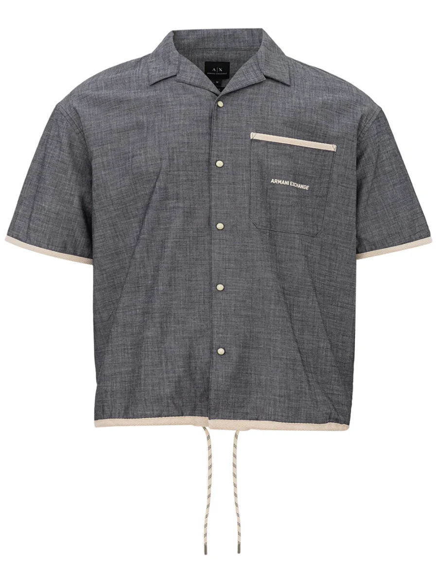 Camicia Dark Denim Maniche Corte Armani Exchange