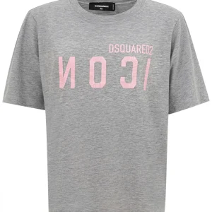 T-Shirt Grigio Mélange con logo Dsquared2 Icon.