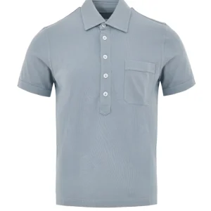 Polo in Cotone Piquet Azzurro Tom Ford