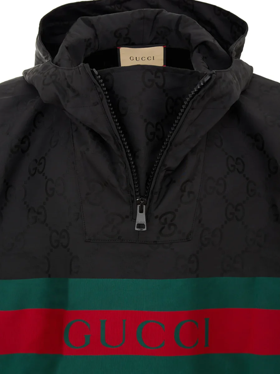Mantella Nera con Logo Web e Stampa Monogramma GG Gucci - immagine 5