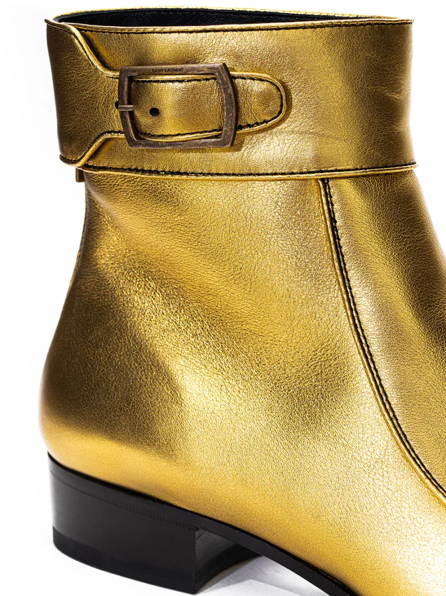 Ankle Boot Oro in Pelle Saint Laurent - immagine 5