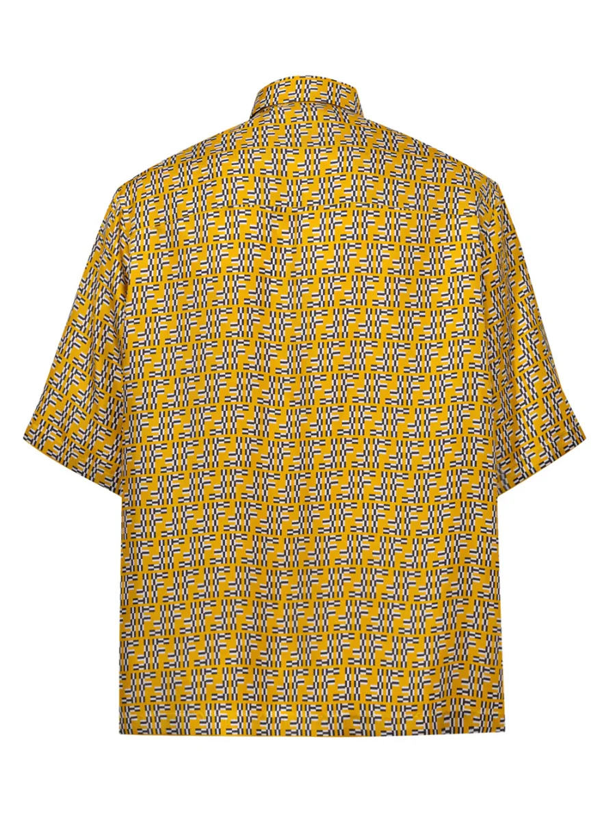 Camicia in Seta Gialla Hita con Stampa Labyrinth Fendi - immagine 3
