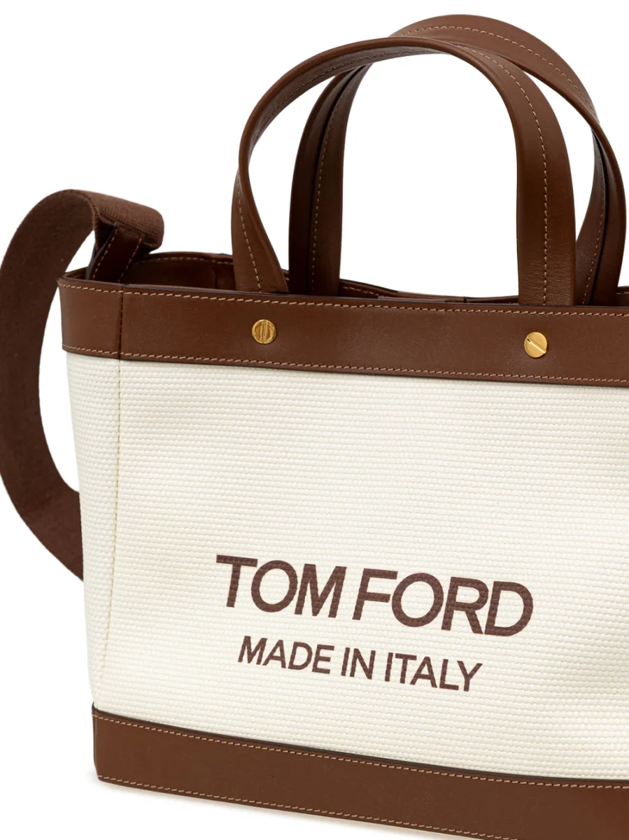 Borsa T-Screw Tote in Canvas Beige Tom Ford - immagine 4