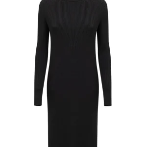 Abito Nero Lungo in Maglia a Coste Bottega Veneta