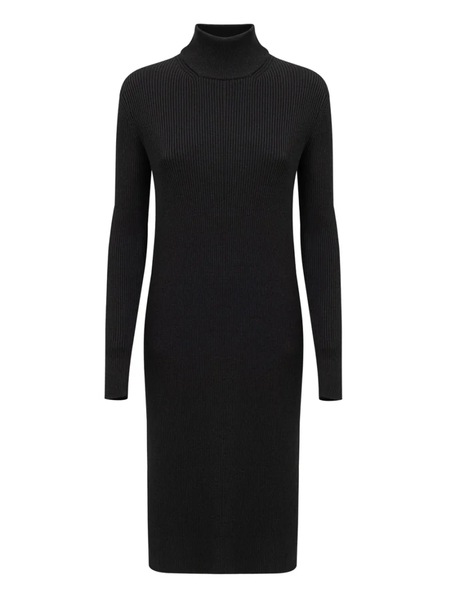 Abito Nero Lungo in Maglia a Coste Bottega Veneta - immagine 2