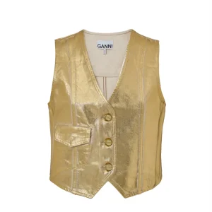 Gilet Spalmato Gold Ganni