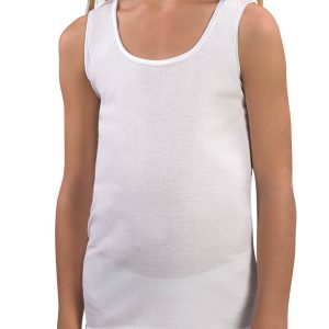 CANOTTA SPALLA LARGA BAMBINA BORDO RASO COSTINA 1/1 100% PURO COTONE