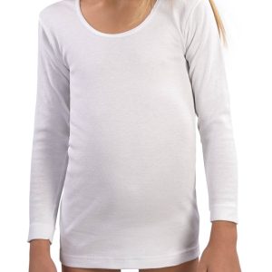 MAGLIA MANICA LUNGA BAMBINA GIROCOLLO BORDO RASO 100% COTONE CALDO INTERLOCK