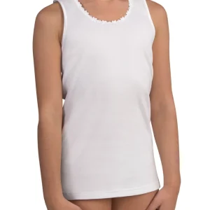 CANOTTA SPALLA LARGA RAGAZZA CATENA MACRAMÈ 100% COTONE CALDO INTERLOCK