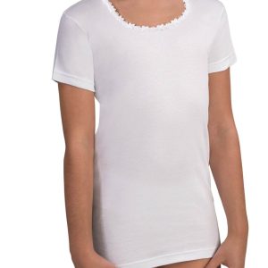 MAGLIA MEZZA MANICA RAGAZZA CATENA MACRAMÈ 100% COTONE CALDO INTERLOCK