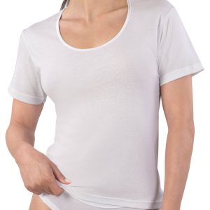 MAGLIA MEZZA MANICA DONNA GIROCOLLO BORDO RASO 100% PURO COTONE COSTINA 1/1