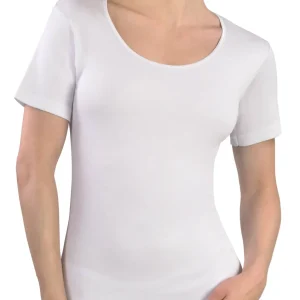 MAGLIA MEZZA MANICA DONNA GIROCOLLO BORDO RASO 100% COTONE CALDO INTERLOCK