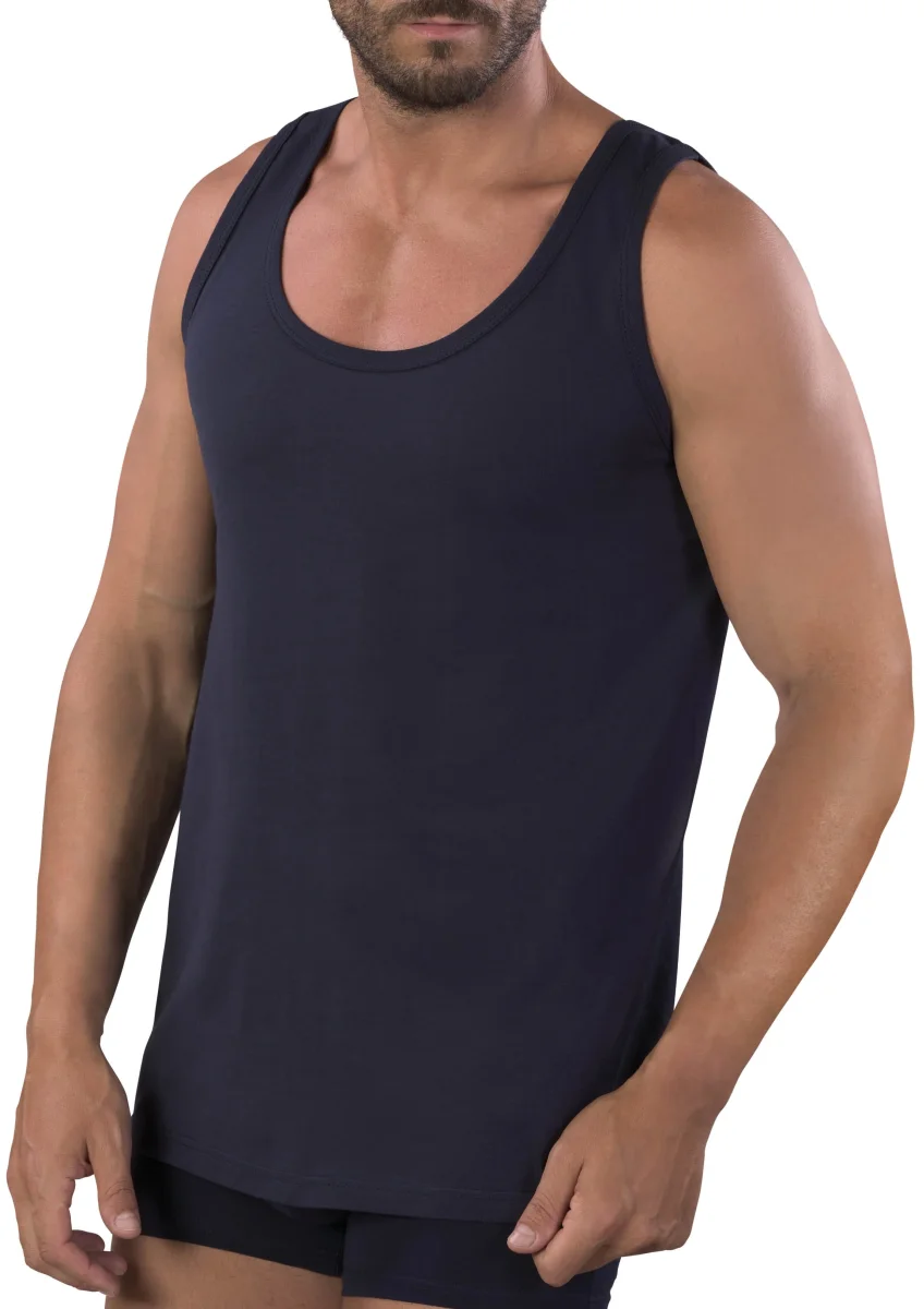 CANOTTA SPALLA LARGA UOMO GIROCOLLO 100% PURO COTONE JERSEY - immagine 4