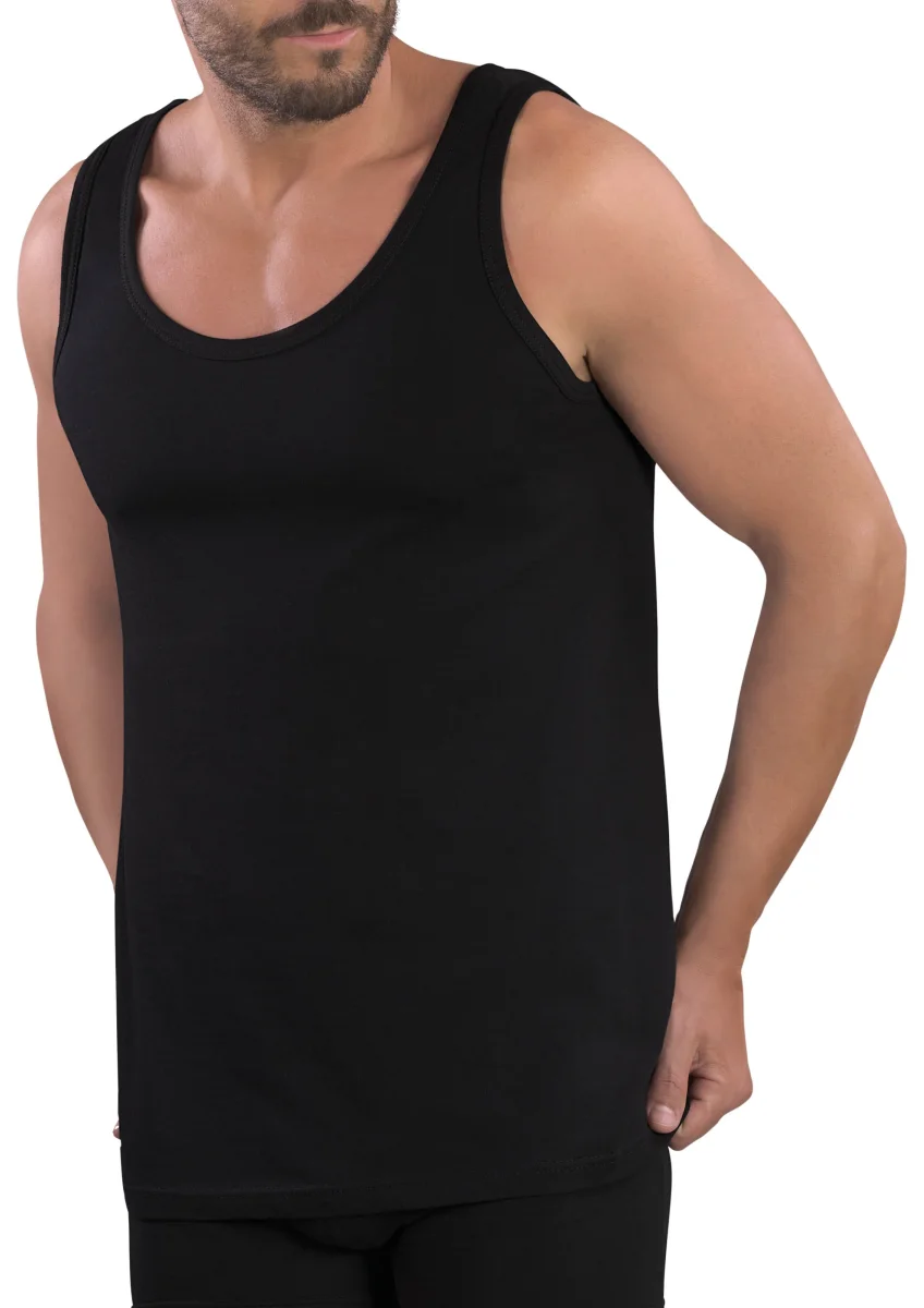 CANOTTA SPALLA LARGA UOMO GIROCOLLO 100% PURO COTONE JERSEY - immagine 3