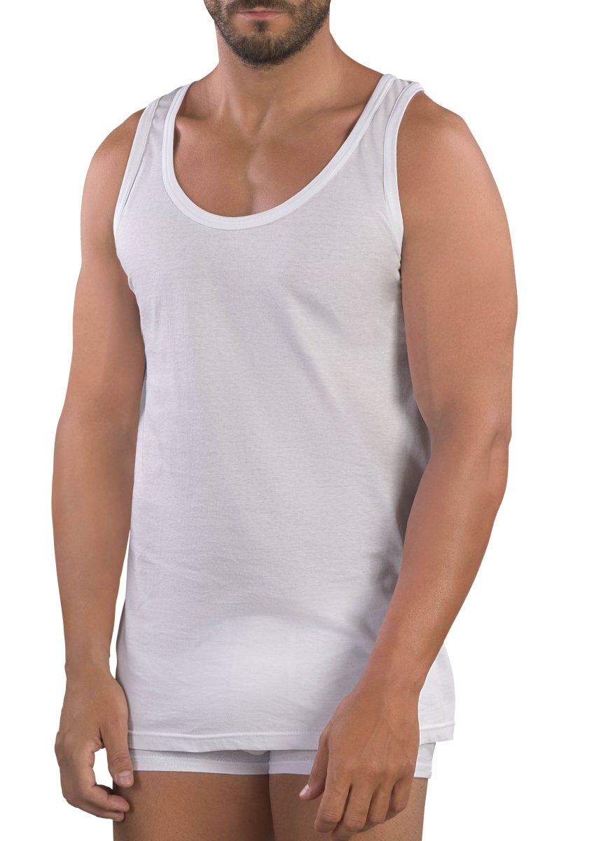 CANOTTA SPALLA LARGA UOMO GIROCOLLO 100% PURO COTONE JERSEY - immagine 2