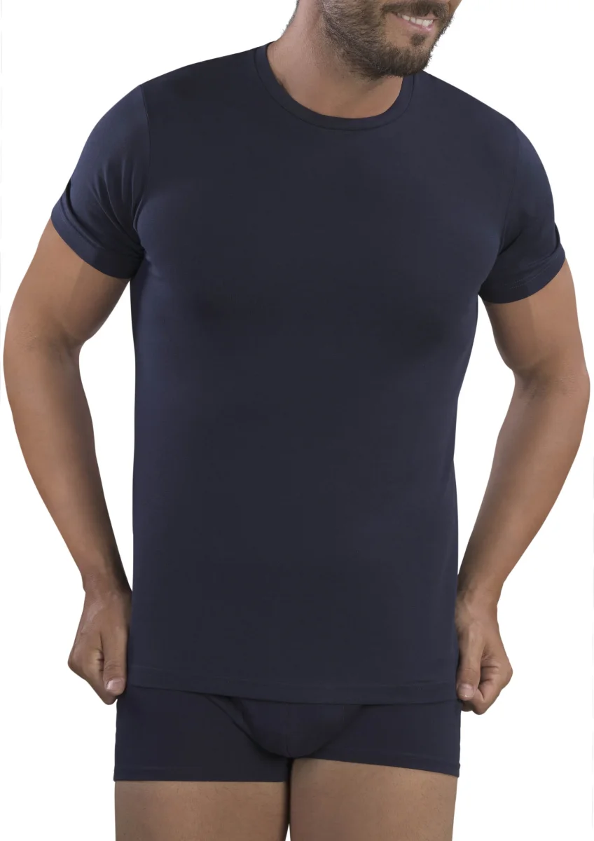 MAGLIA MEZZA MANICA UOMO GIROCOLLO COTONE BIELASTICO - immagine 5