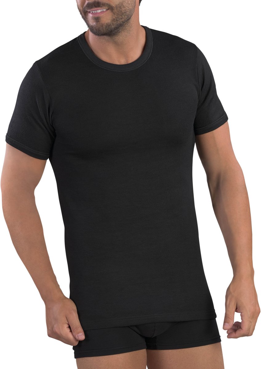 MAGLIA MEZZA MANICA UOMO GIROCOLLO LANA E COTONE - immagine 3