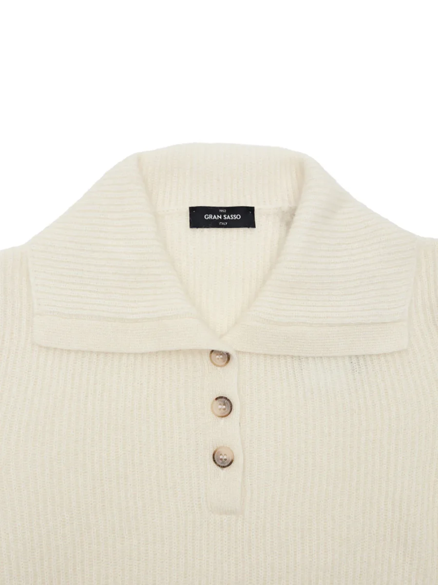 Maglia Collo Polo Bianca a Coste Inglesi Gran Sasso - immagine 5