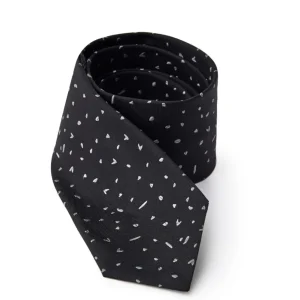 Cravatta in Seta Nera con Micro Stampa 7 cm Jil Sander