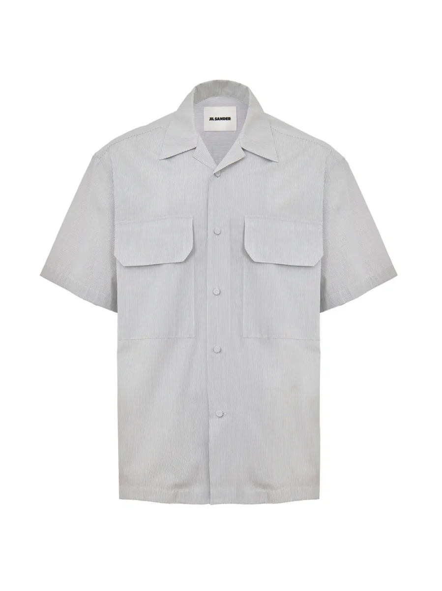 Camicia Maniche Corte a Righe Boxy Fit Jil Sander