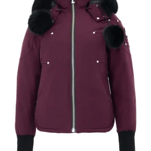 Giubbino Corto in Tessuto Bordeaux con Pompom Moose Knuckles