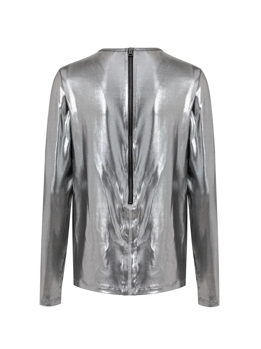 Maglietta in tessuto metallizzato argento Tom Ford - immagine 3
