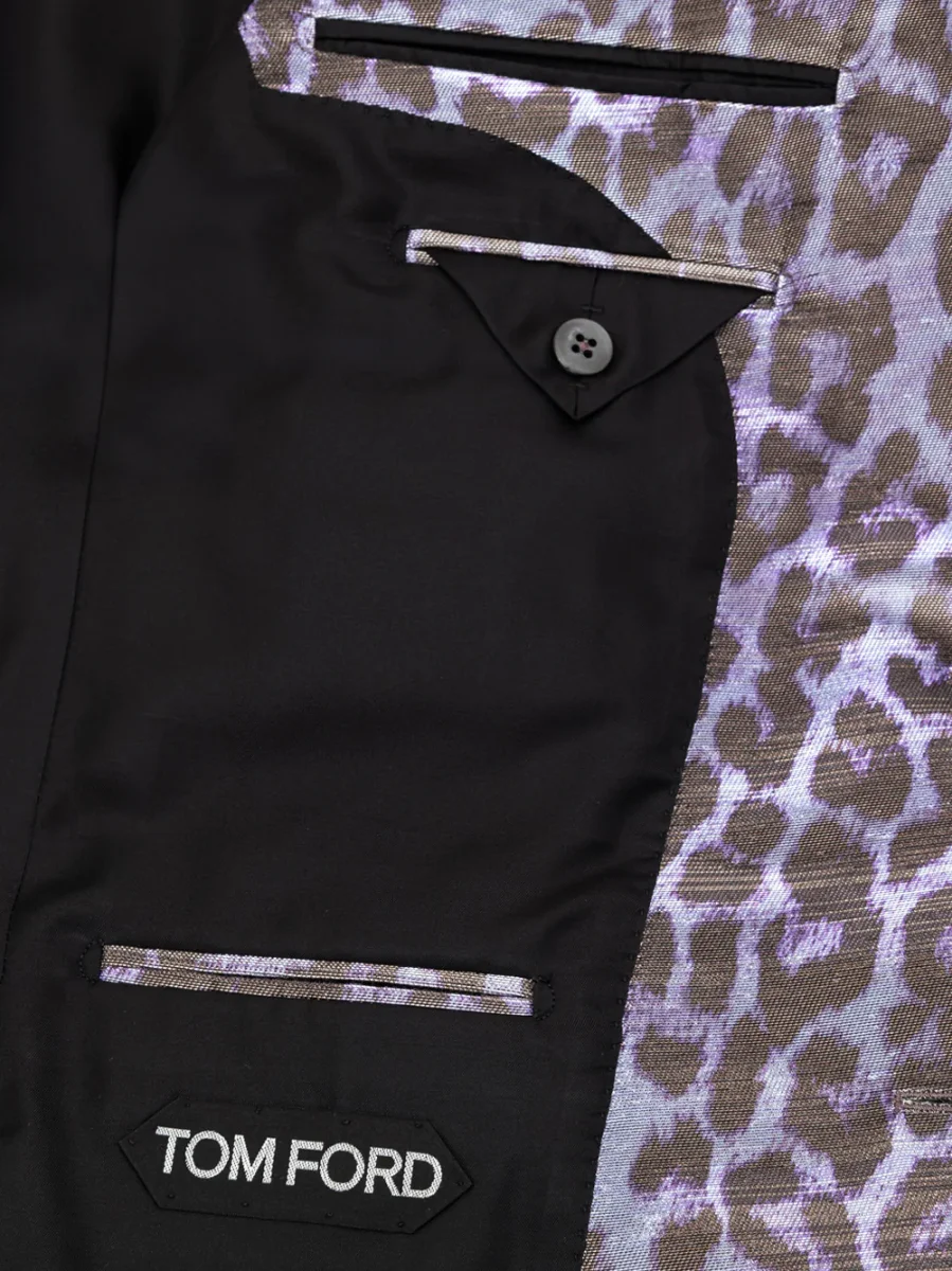 Tom Ford Giacca Monopetto Uomo - Maculata Viola e Nero - immagine 9