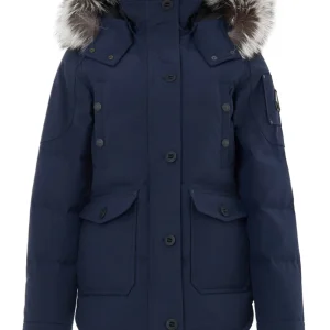 Field Jacket Blu con Cappuccio e Pelliccia Moose Knuckles