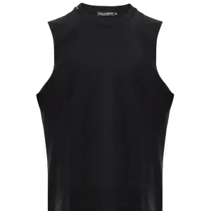 T-shirt Smanicata in Cotone Nero Dolce & Gabbana