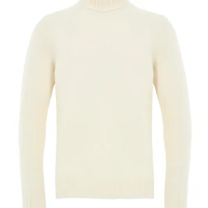 Maglione Dolcevita Bianco in Lana Effetto Bouclé Gran Sasso