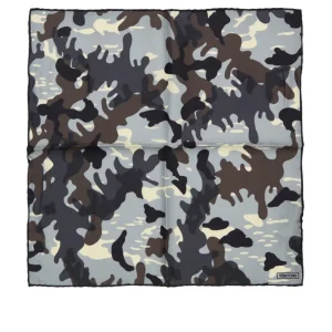 Fazzoletto da Taschino in Seta Grigio Chiaro con Stampa Camouflage Tom Ford