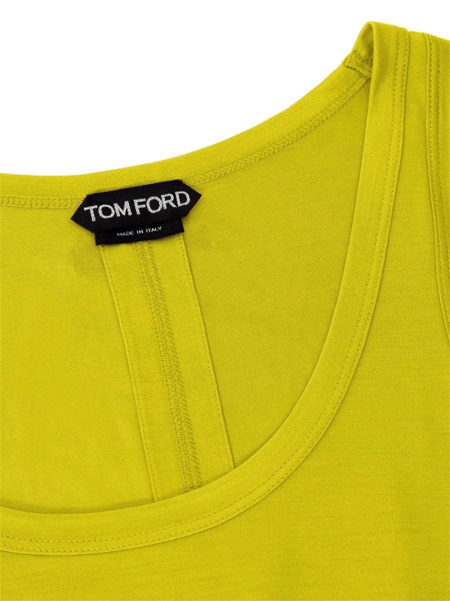 Top smanicato in seta giallo Tom Ford - immagine 4